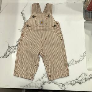 Carhartt Overalls Tan Pinstripe 3 Mos EUC